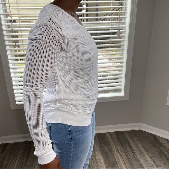 Revolve LACAUSA Open Weave Henley Scoop Neck Sweater Top - Picture 13 of 13